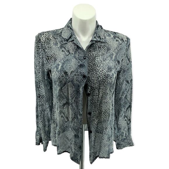 Anna And Frank Women’s VINTAGE 100% Silk Sheer Snake Print Blouse Medium - Picture 1 of 13